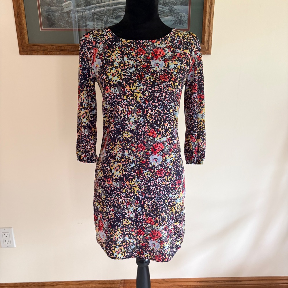 Bee Stitched Sheath Dress Womens Small Multicolor Abstract Confetti 3/4‎ Sleeve